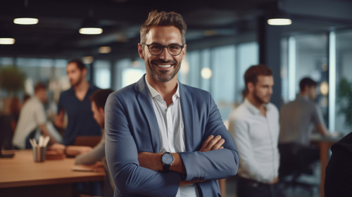 Portrait manager and man with arms crossed startup success and teamwork with partnership Face male p.jpg