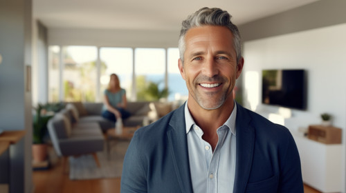 Portrait man and real estate agent with tablet in home for property sale online Senior realtor and f.jpg