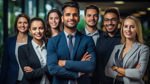 Portrait management and arms crossed with a business team in the office for collaboration Teamwork d.jpg