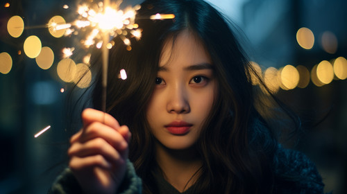Young asian girl playing with sparklers on New Years Eve soft focus 00783 02.jpg