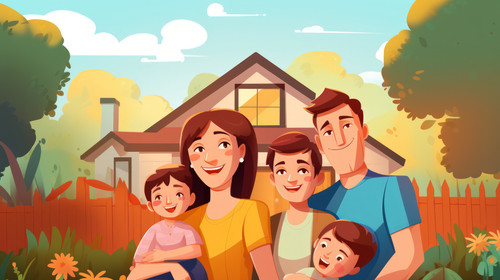 Portrait family and happy parents with kids outdoor at house home or backyard in summer or happiness.jpg