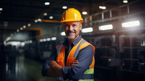 Portrait happy man and engineering technician in control room inspection service or industry mainten.jpg