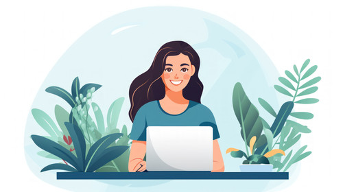 Portrait laptop and happy woman browsing the internet for a creative work report while isolated on a.jpg