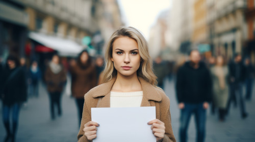 Women are leaders everywhere you look Shot of a young woman protesting in the city soft focus 00768 .jpg