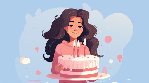 Woman cartoon with happy birthday cake design soft focus 00757 03.jpg