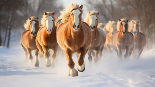 Herd of running haflinger horses in the winter 00373 03.jpg