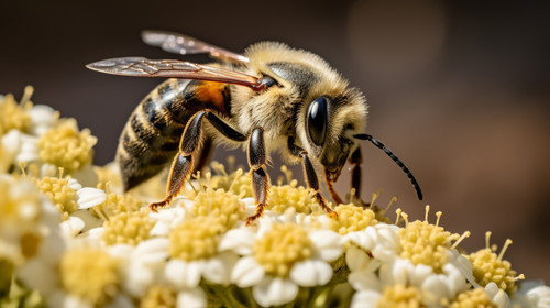 Early Mining Bee Andrena haemorrhoa collecting pollen on Yarrow wildflower 1 00273 00.jpg