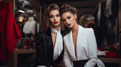 Fashion models together professional stylist and makeup artist in dressing room 00291 03.jpg