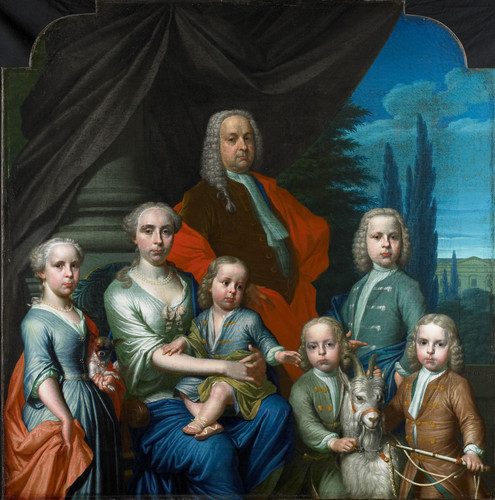Decker, Frans Willem Philip Kops (1695 1756). Купец из Харлема, с женой и детьми, 1738, 148 cm x 146