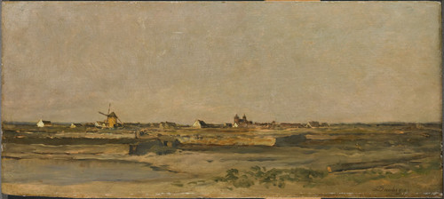 Daubigny, Charles Francois Пейзаж, 1878, 24,5 cm х 54,5 cm, Дерево, масло