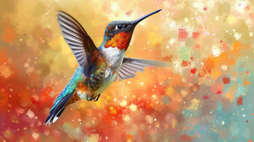 hummingbird pastel color illustration wallpaper white border edges amazing focus ar 169 00040 02.jpg