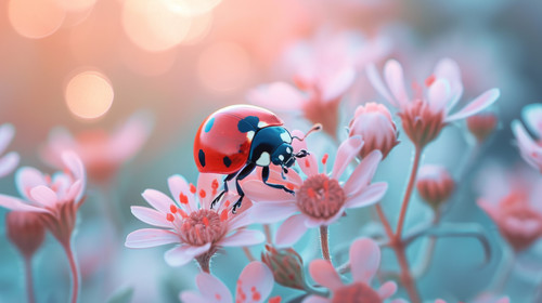 ladybug pastel color illustration wallpaper white border edges amazing focus ar 169 00049 02.jpg
