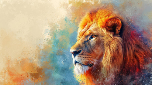 lion pastel color illustration wallpaper white border edges amazing focus ar 169 00051 00.jpg