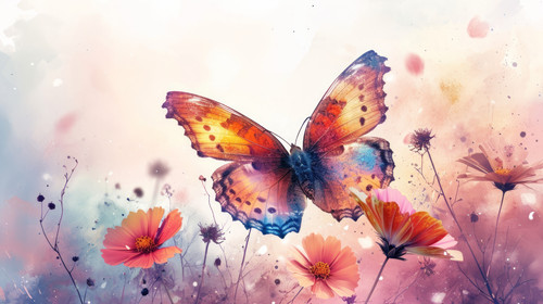butterfly pastel color illustration wallpaper white border edges amazing focus ar 169 00010 00.jpg