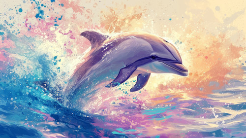 dolphin pastel color illustration wallpaper white border edges amazing focus ar 169 00020 01.jpg