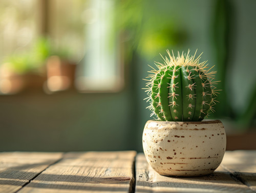 Banner Cactus on wooden table background design interior use Design Element Display product furnitur.jpg