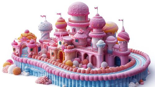 whimsical illistration of A candy factory with conveyor belts of sweets and treatsperfect book illus.jpg