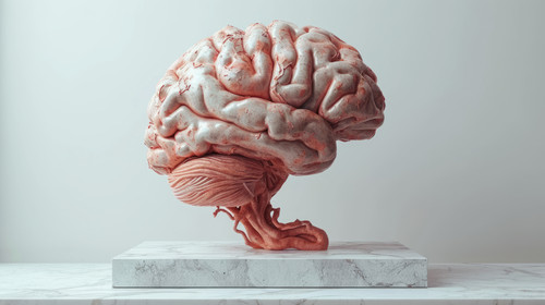illustration on white background of a 3D illustration of realistic human brain on isolated white bac.jpg