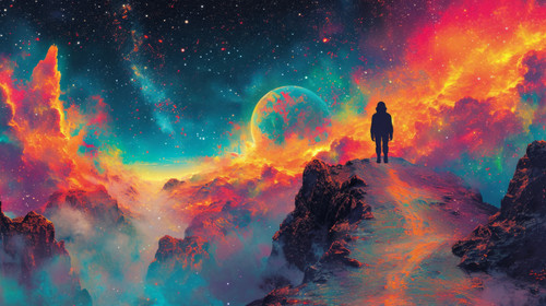 whimsical illistration of A brave astronaut exploring a colorful alien planetperfect book illustrati.jpg