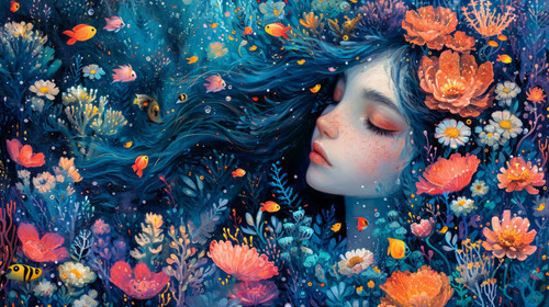 whimsical illistration of An underwater kingdom with mermaids and talking fishperfect book illustrat.jpg