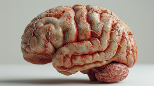 illustration on white background of a 3D illustration of realistic human brain on isolated white bac.jpg