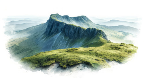 illustration on white background of a Aerial panorama of a mountain range PenyFan Brecon Beacons ar .jpg