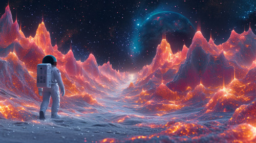 whimsical illistration of A brave astronaut exploring a colorful alien planetperfect book illustrati.jpg