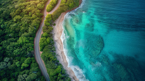 illustration on white background of a Aerial Topdown Of Borderline Beach And Captain Cook Highway In.jpg