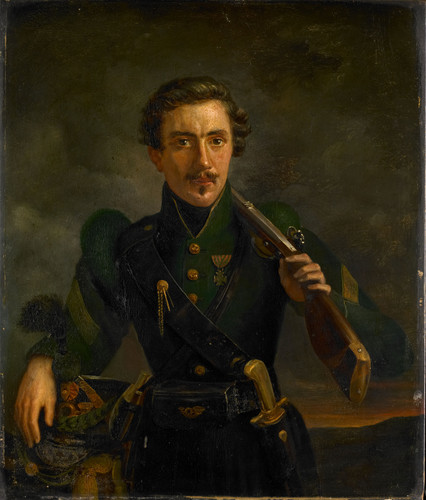 Engelberts, Willem Jodocus Mattheus Автопортрет в охотничьем мундире, 1831, 31,5 cm x 26,5 cm, Дерев