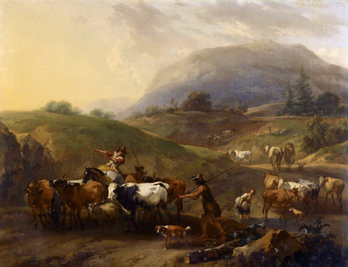 Горный пейзаж с пастухами и стадом. 1673. 72х91. Корол собр Англия