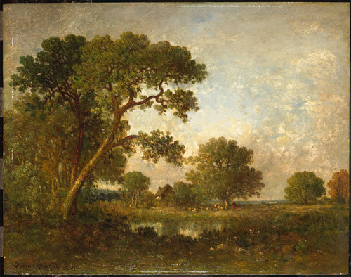 Dupre, Leon Victor Пейзаж, 1869, 32 cm х 41,5 cm, Дерево, масло