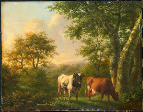 Engel, Adolf Karel Maximiliaan Пейзаж с крупным рогатым скотом, 1827, 45 cm х 58 cm, Дерево, масло