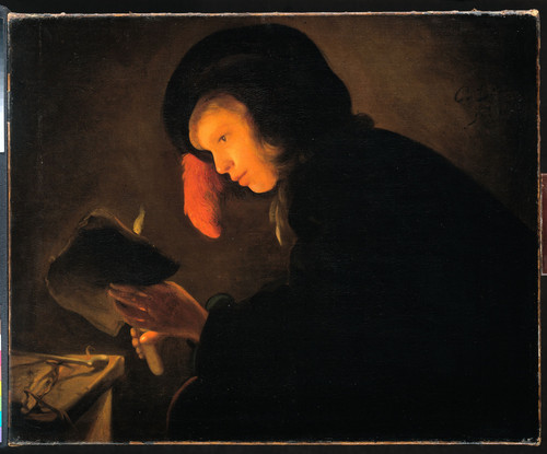 Dusart, Christiaen Jansz Молодой человек со свечкой, 1645, 65 cm х 79 cm, Холст, масло