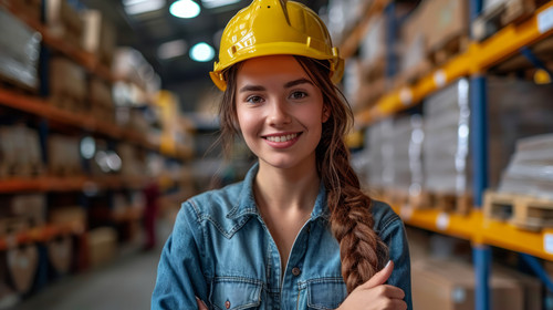 illustration on white background of a A Man and a Female with yellow helmet and man warehouse worker.jpg