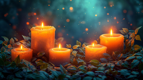 illustration on white background of a A memorial with lit candles for those who lost their lives to .jpg