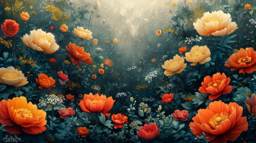 whimsical illistration of Fairies playing hide and seek in a garden of giant flowersperfect book ill.jpg