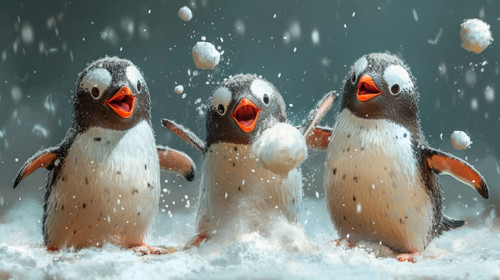 whimsical illistration of Penguins having a snowball fight in a snowy wonderlandperfect book illustr.jpg
