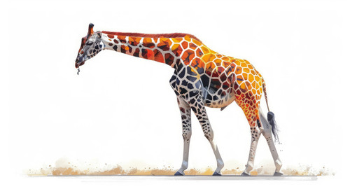 illustration on white background of a Africa Tanzania Serengeti National Park Maasai giraffe eating .jpg