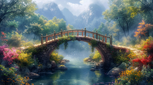 whimsical illistration of A magical rainbow bridge connecting two fantastical landsperfect book illu.jpg