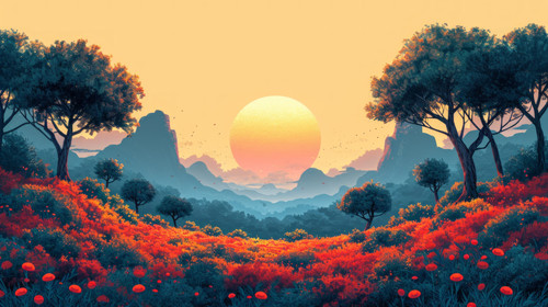 illustration on white background of a A new world with alien plants Generate Ai ar 169 00059 01.jpg