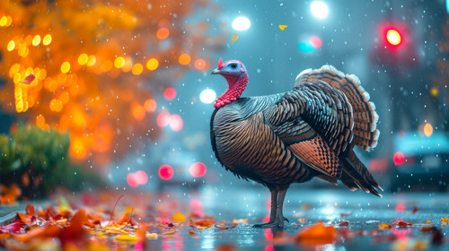 illustration on white background of a A Photo of a Turkey on the Street of a Major City at Night ar .jpg