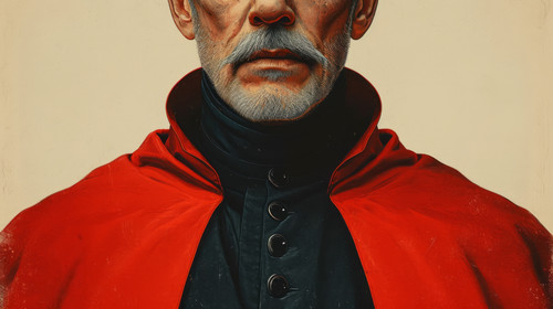 illustration on white background of a A traditionalist oldschool Catholic priest wearing a cassock g.jpg