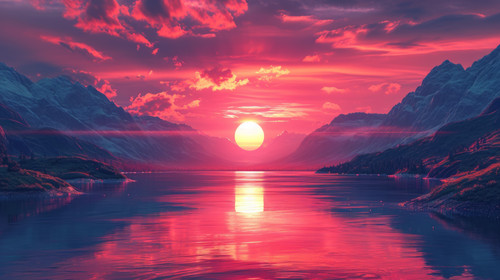 illustration on white background of a A time lapse of the setting sun and moving clouds over the mou.jpg