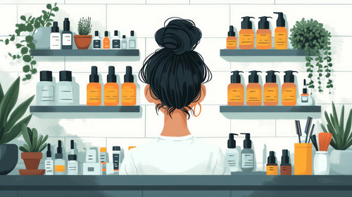 illustration on white background of a A young girl in the beauty salon make hairstyleA young girl in.jpg