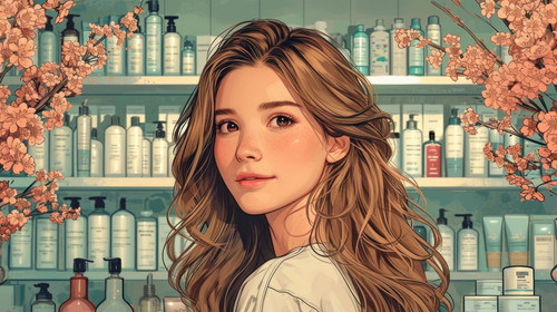 illustration on white background of a A young girl in the beauty salon make hairstyleA young girl in.jpg