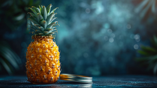 illustration on white background of a A whole Pineapple in a glass storage or canning jar isolated o.jpg