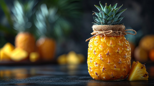 illustration on white background of a A whole Pineapple in a glass storage or canning jar isolated o.jpg