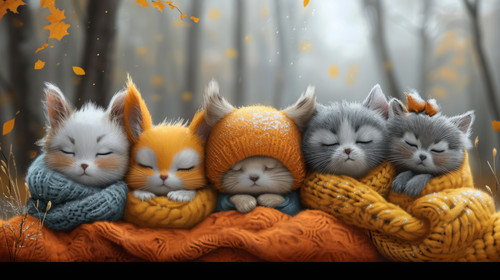 whimsical illistration of Baby animals having a sleepover with cozy blankets and pillowsperfect book.jpg