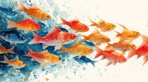 whimsical illistration of A school of fish attending underwater classesperfect book illustration on .jpg