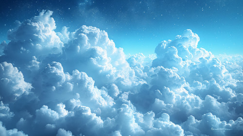 illustration on white background of a An abstract background featuring white clouds and a blue sky c.jpg